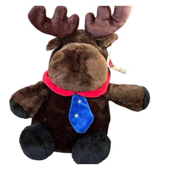 HugFun Other - Vintage HugFun Moose Plush wearing Blue Tie with TAGS Reindeer Some Wear READ